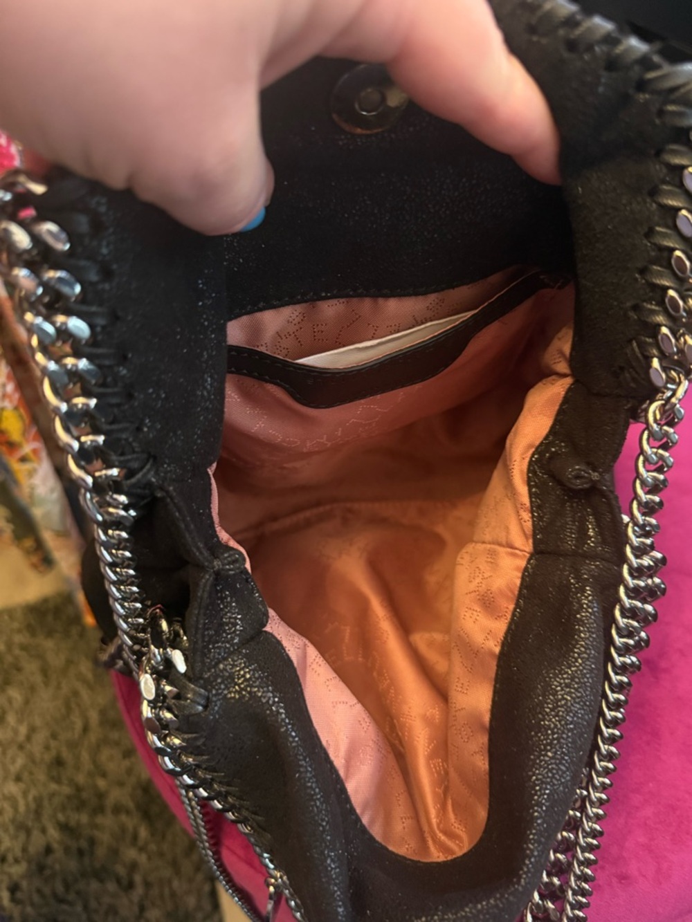 Stella McCartney Black Chain-Trim Crossbody Bag - Picture 5 of 7